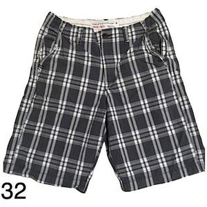 AE Longer Length Grey White Plaid Mens Shorts 32